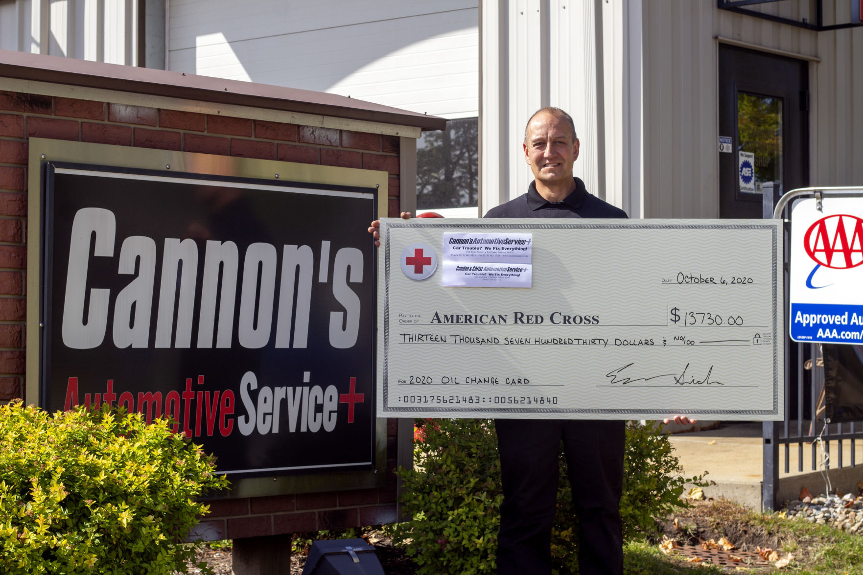 La Porte business makes big donation to Red Cross